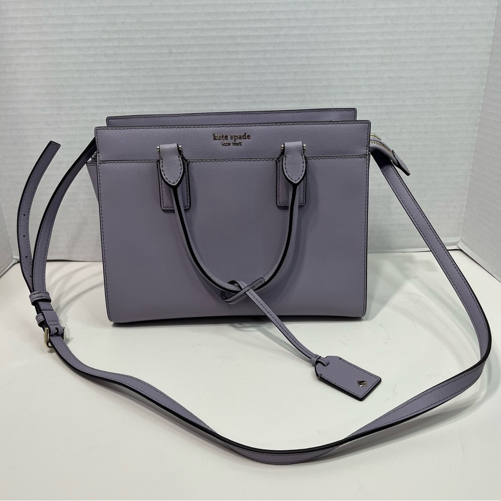 Kate Spade Medium Satchel Saffiano Leather in Frozen Lilac purple purse handbag